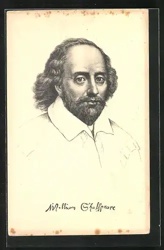 Künstler-AK William Shakespeare, Portrait des berühmten Dichters