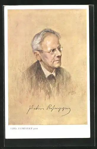 Künstler-AK Peter Rosegger, Portrait des Dichters nach einem Gemälde von Ferdinand Pamberger