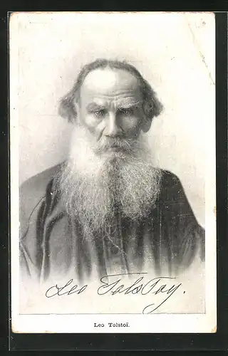 AK Leo Tolstoj, Portrait des Dichtersd mit weissem Rauschebart
