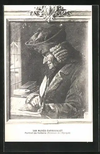 AK Voltaire, der französische Dichter an seinem Schreibtisch
