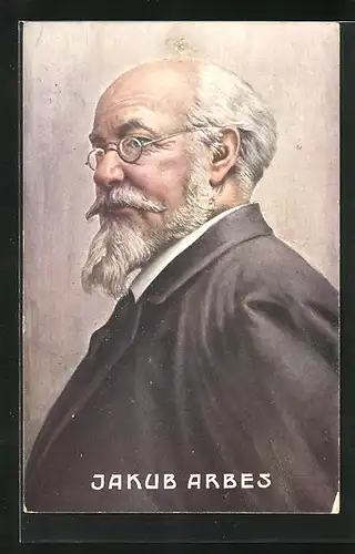 Künstler-AK Jakub Arbes, der Dichter im hohen Alter portraitiert
