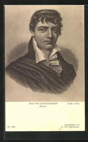Künstler-AK Max von Schenkendorff, Zeichnung des jungen Dichters