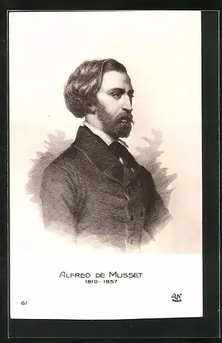 Künstler-AK Alfred de Musset, Darstellung des jungen Dichters