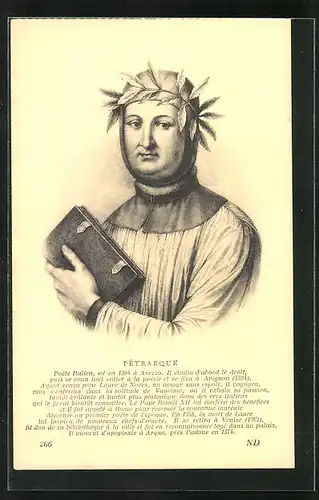 Künstler-AK Francesco Petraque, Darstellung des Poeten des 14. Jahrhunderts