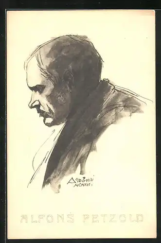 Künstler-AK Alfons Petzold, Portrait des Schriftstellers, Gewinner des Bauernfeldpreis 1914