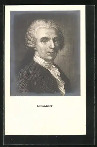 Künstler-AK Christian Fürchtegott Gellert, Portrait des Dichters mit Perücke