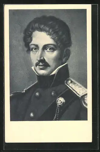 Künstler-AK Theodor Körner, Bildniskarte No. 5, Portrait des Dichters in Uniform