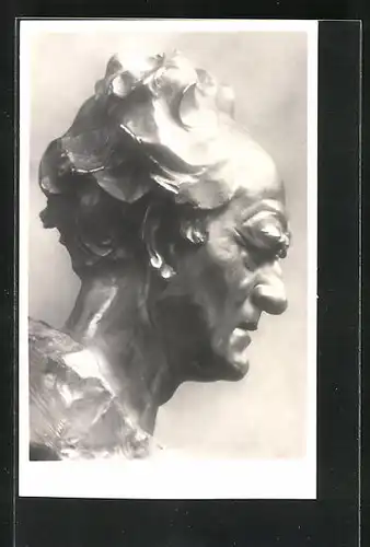 AK Wien, Gerhart Hauptmann, Bronzeskulptur nach Gustinus Ambrosi