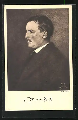 Künstler-AK Martin Greif, seitliches Portrait des Dichters