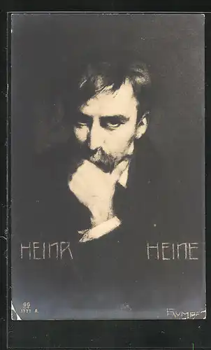 AK Heinrich Heine, Portrait des nachdenklichen jungen Schriftstellers