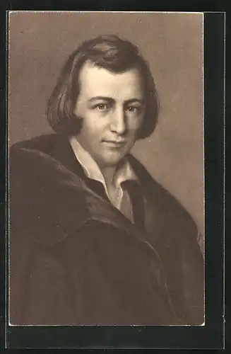 AK Heinrich Heine, der junge Schriftsteller portraitiert