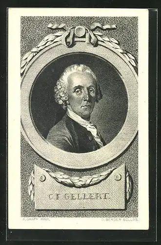 Künstler-AK Christian Fürchtegott Gellert, Portrait des bekannten Dichters, gelebt von 1716 bis 1769