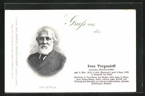 AK Ivan Turgenieff, Portrait des gealterten Dichters