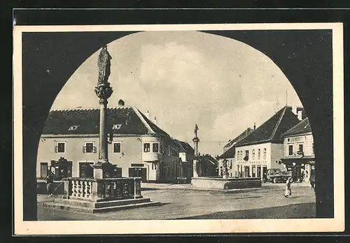 AK Eggenburg Nd., Mariensäule auf dem Hauptplatz