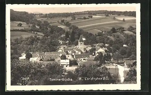 AK St. Christophen, N. Ö., Blick auf die Kirche und den kleinen Ort