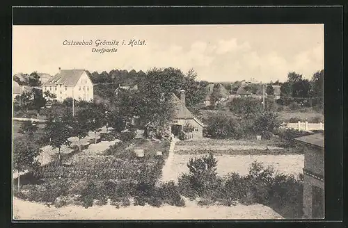 AK Grömitz in Holstein, Dorfpartie mit Blick auf die Gärten