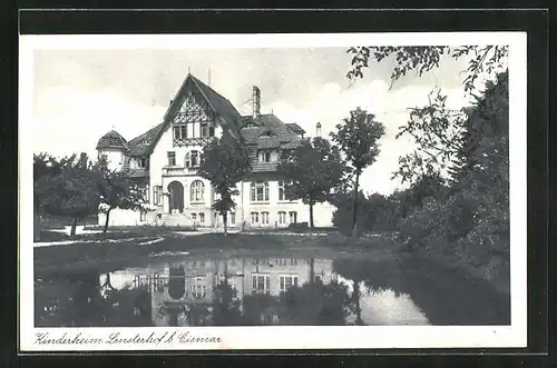 AK Cismar, das Kinderheim Lensterhof am Ufer des Teichs