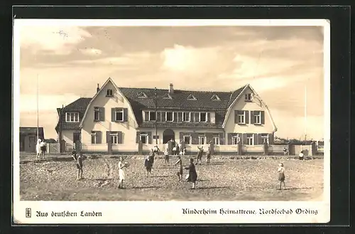 AK Ording a. d. Nordsee, Kinder vor dem Kinderheim Heimattreue