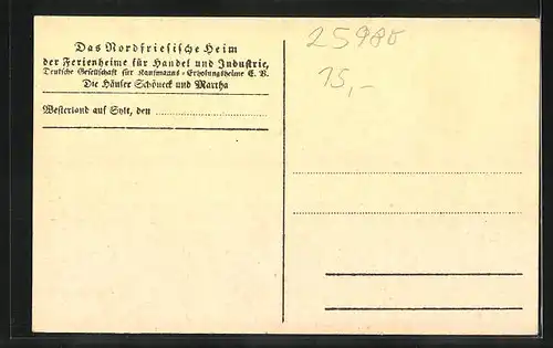 AK Westerland a. Sylt, Partie vor dem Nordfriesischen Heim
