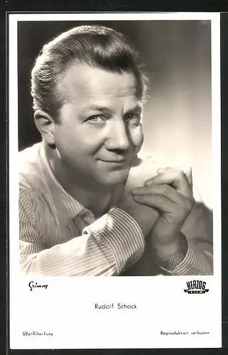 AK Opernsänger Rudolf Schock im gestreiften Hemd