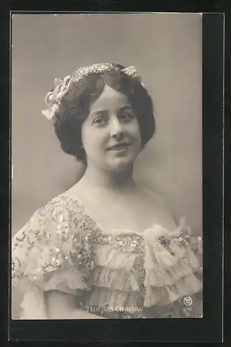 AK Opernsängerin Felicitas Cerigioli mit Haarkranz