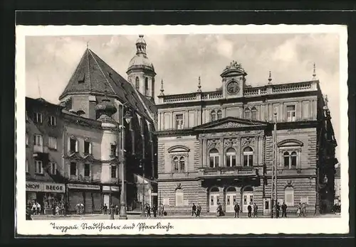 AK Troppau, Stadttheater und Pfarrkirche