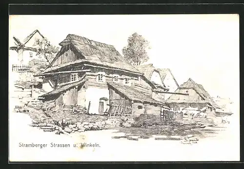 Künstler-AK Stramberg, Stramberger Strassen und Winkel