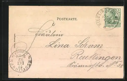 Passepartout-AK Riedlingen, Teilansicht mit Wappen