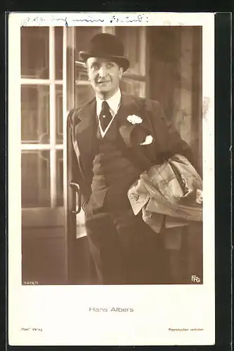 AK Schauspieler Hans Albers elegant im Anzug