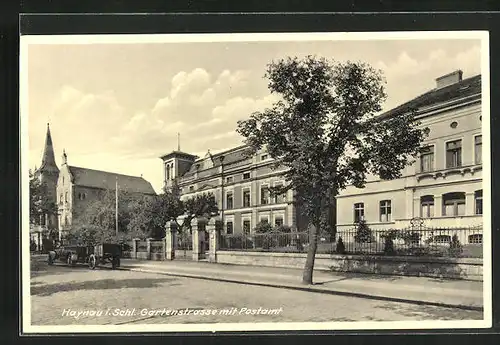 AK Haynau i. Schl., Gartenstrasse mit Postamt