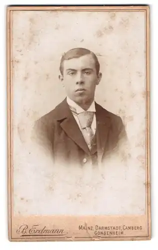 Fotografie B. Erdmann, Mainz, Neubrunnenplatz 1, Junger Mann mit Krawatte, 1895