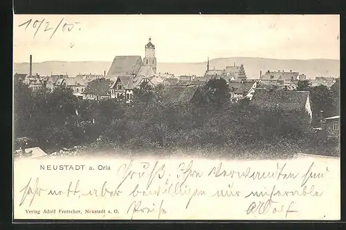 AK Neustadt a. Orla, Ortspartie mit Blick zum Zentrum