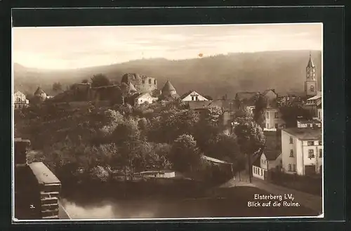 AK Elsterberg i. V., Blick auf den Fluss und die Ruine