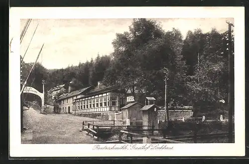 AK Rentzschmühle, Strassenpartie mit Gasthaus Lochhaus