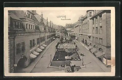 AK Leipzig, Naschmarkt mit Geschäften