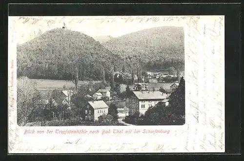 AK Bad Thal, Ortsansicht mit der Scharfenburg