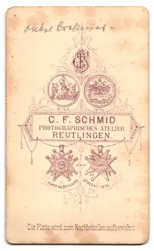 Fotografie C. F. Schmid, Reutlingen, Junger Herr mit Schnauzer