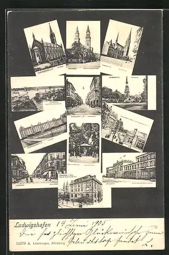 AK Ludwigshafen, Kath. Kirche, Bismarckstrasse, Partie im Stadtpark