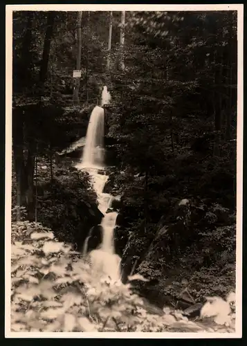 Fotografie unbekannter Fotograf, Ansicht Grosse Heuscheuer / Schlesien, Wasserfall am Berghang