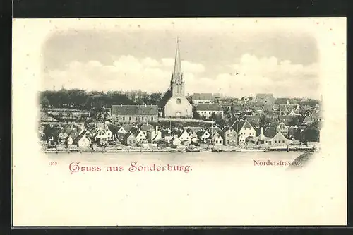AK Sonderburg, Panorama mit Norderstrasse