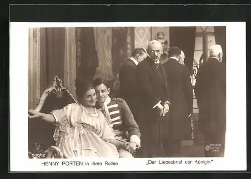 AK Filmszene aus Der Liebesbrief der Königin, Schauspielerin Henny Porten