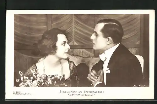 AK Filmszene aus Die Fürstin von Beranien, Stella Harf und Bruno Kastner