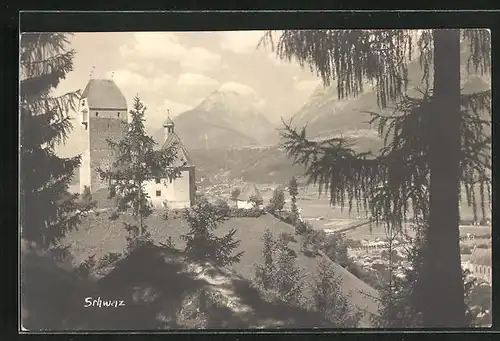 AK Schwaz, Teilansicht mit Burg