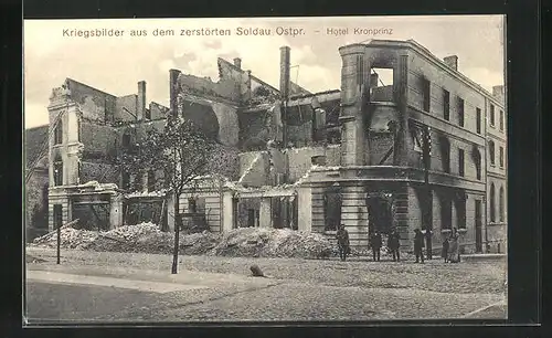 AK Soldau, Zerstörtes Hotel Kronprinz