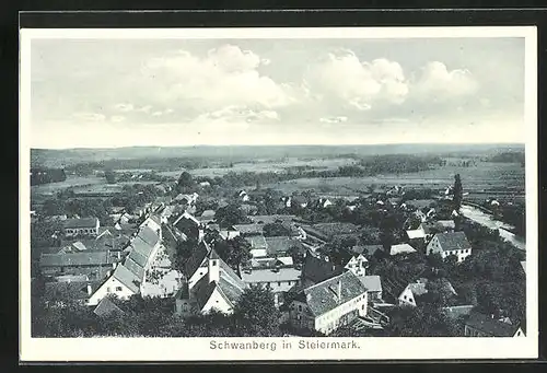 AK Schwanberg, Ortsansicht aus der Vogelschau