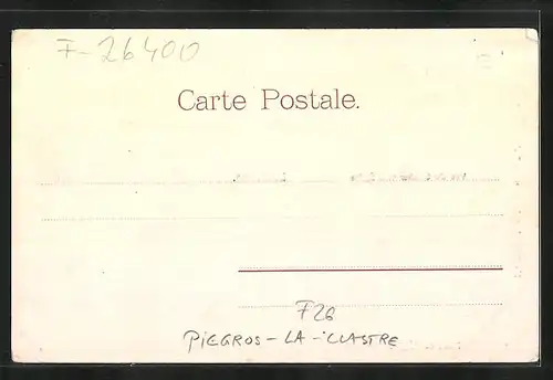 AK Piegros-la-Clastre, Vue du Clocher et d`Église, Place de l`Église, Panorama