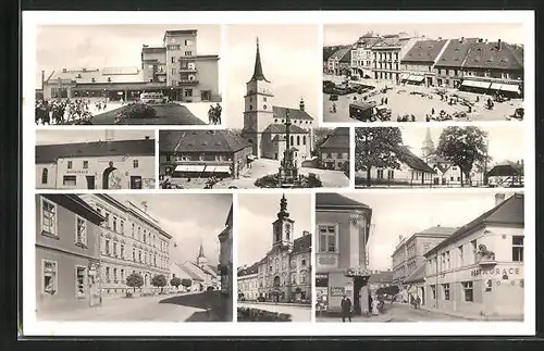 AK Rokycany, Platz mit Kirche, Restaurant