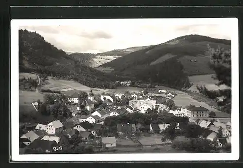 AK Unterreichenstein /Böhmerwald, Ortsansicht von Anhöhe, Panorama