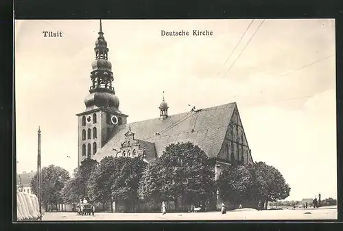 AK Tilsit, Blick auf die Deutsche Kirche