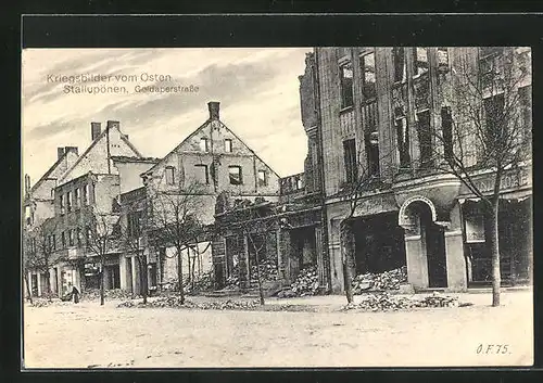 AK Stallupönen, Goldaperstrasse mit zerstörten Gebäuden